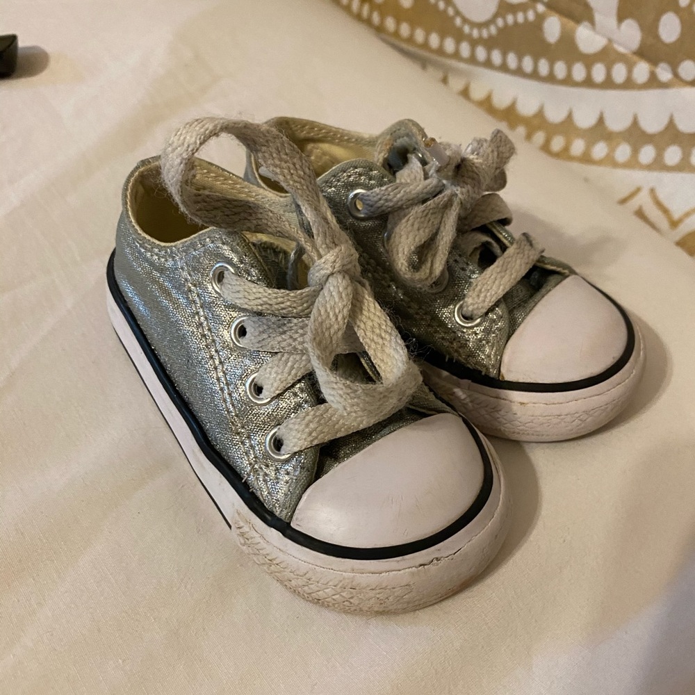Silver baby converse